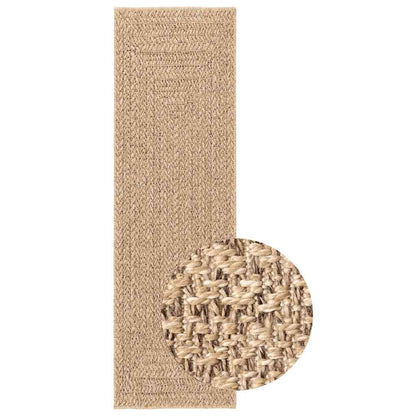 Rug ZIZUR Beige 200x200 cm Jute Look Indoor and Outdoor
