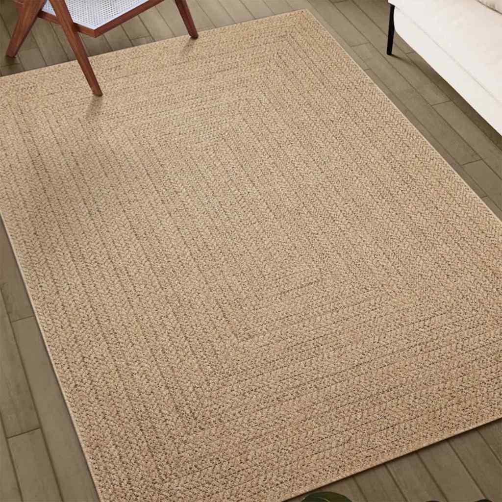 Rug ZIZUR Beige 240x240 cm Jute Look Indoor and Outdoor
