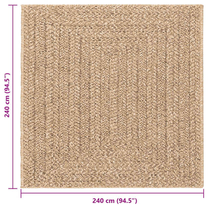 Rug ZIZUR Beige 240x340 cm Jute Look Indoor and Outdoor