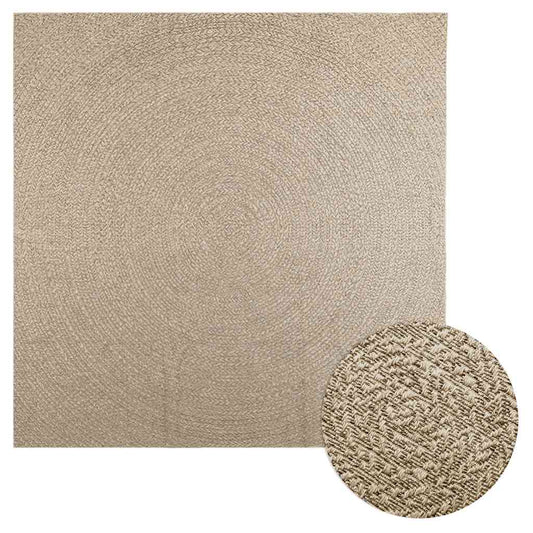 Rug ZIZUR Beige 240x240 cm Jute Look Indoor and Outdoor