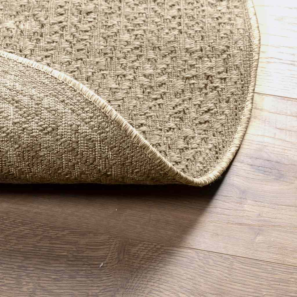 Rug ZIZUR Beige Ø 120 cm Jute Look Indoor and Outdoor