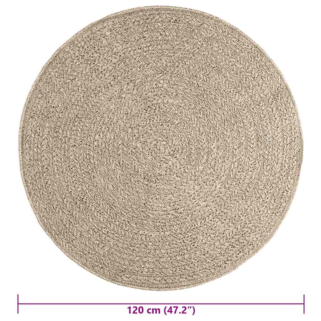 Rug ZIZUR Beige Ø 120 cm Jute Look Indoor and Outdoor