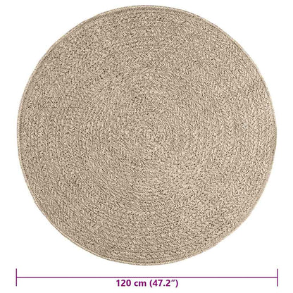 Rug ZIZUR Beige Ø 120 cm Jute Look Indoor and Outdoor