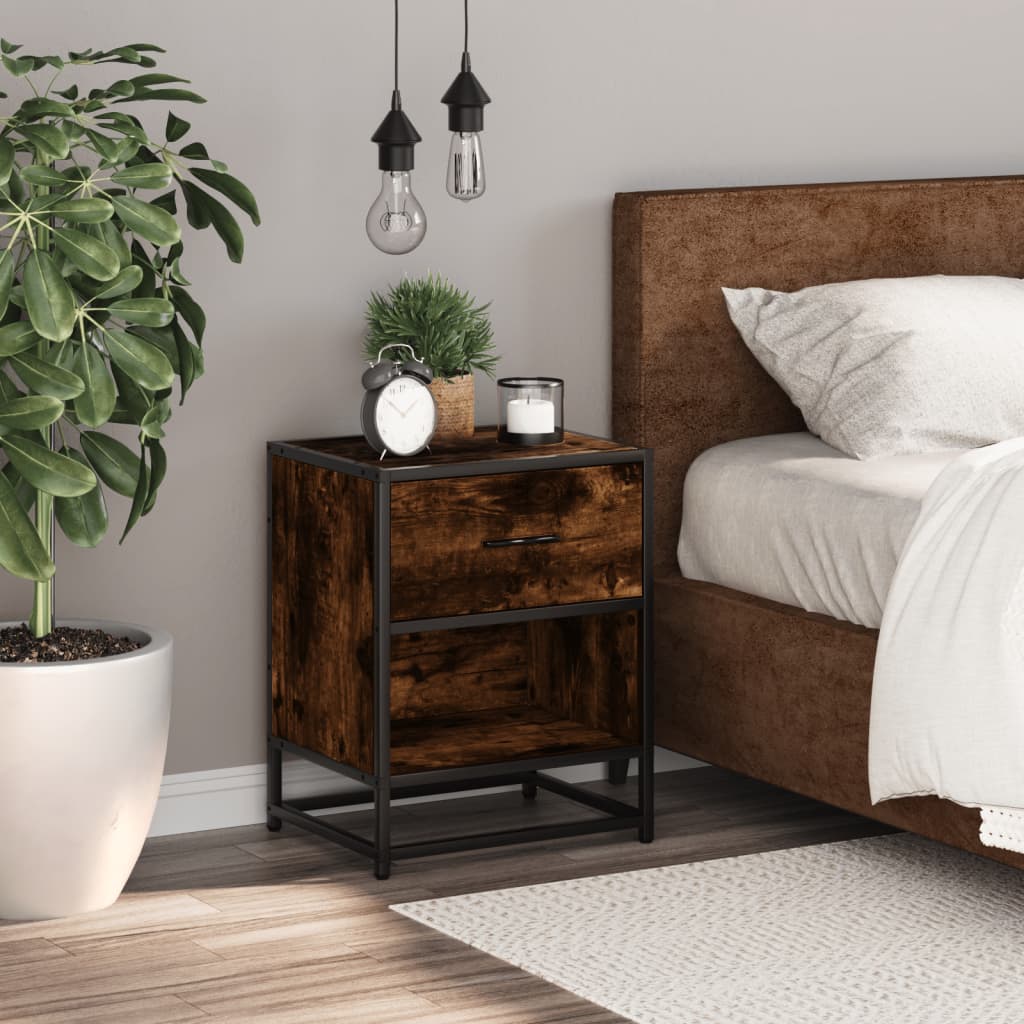 Bedside Cabinet Smoked Oak 40x31x50 cm Engineered Wood