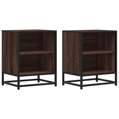 Bedside Cabinets 2 pcs Brown Oak 40x31x50 cm Engineered Wood and Metal