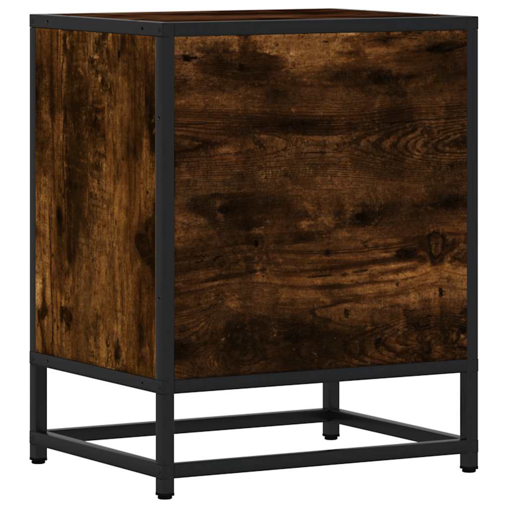 Bedside Cabinets 2 pcs Smoked Oak 40x31x50 cm Engineered Wood and Metal