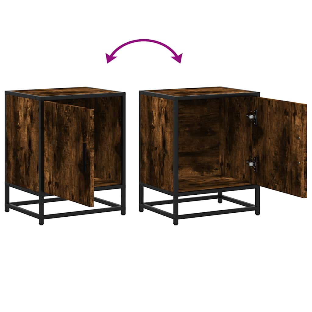 Bedside Cabinets 2 pcs Smoked Oak 40x31x50 cm Engineered Wood and Metal