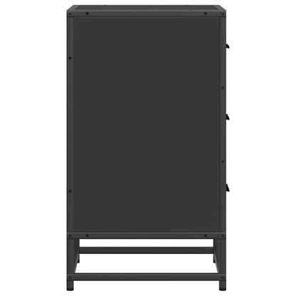 Bedside Cabinet Black 40x34.5x60 cm Engineered Wood and Metal
