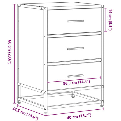 Bedside Cabinet Black 40x34.5x60 cm Engineered Wood and Metal