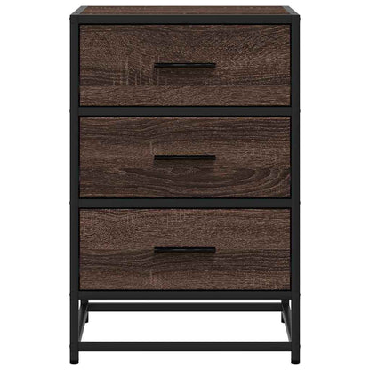 Bedside Cabinet Brown Oak 40x34.5x60 cm Engineered Wood and Metal