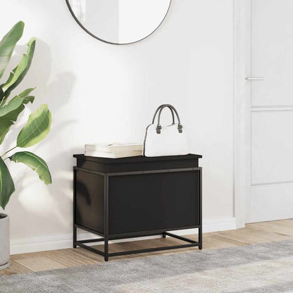 Storage Box with Lid Black 60x40x51.5 cm Engineered Wood