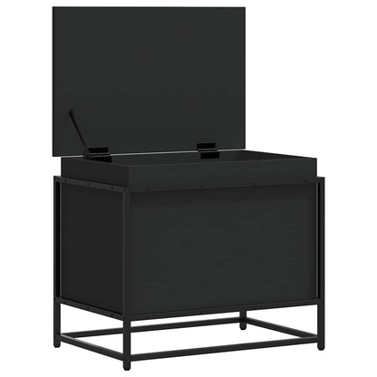 Storage Box with Lid Black 60x40x51.5 cm Engineered Wood