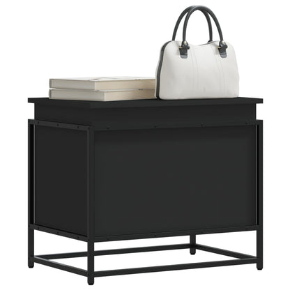 Storage Box with Lid Black 60x40x51.5 cm Engineered Wood