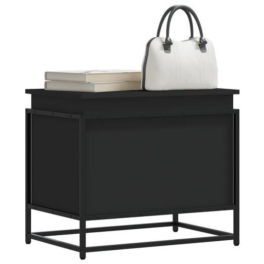 Storage Box with Lid Black 60x40x51.5 cm Engineered Wood
