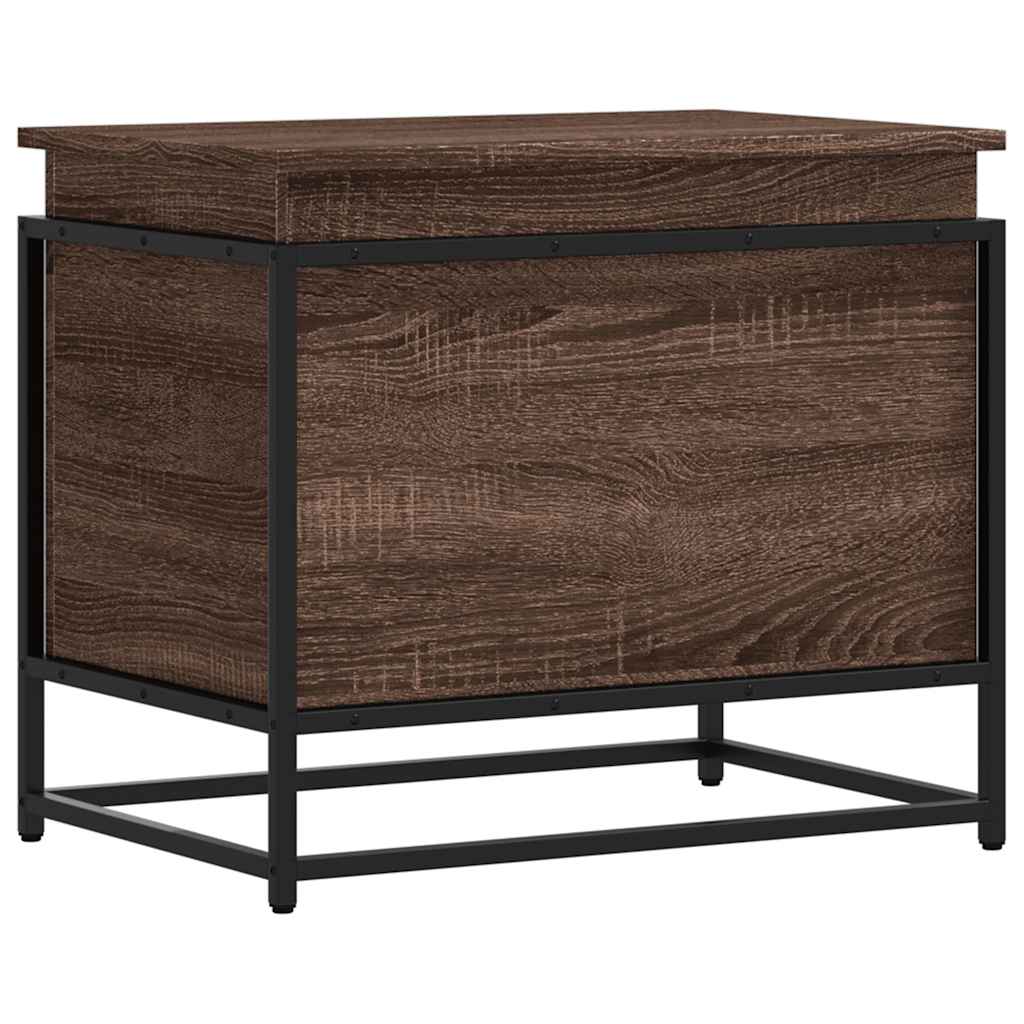 Storage Box with Lid Brown Oak 60x40x51.5 cm Engineered Wood