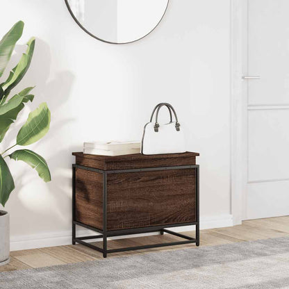 Storage Box with Lid Brown Oak 60x40x51.5 cm Engineered Wood