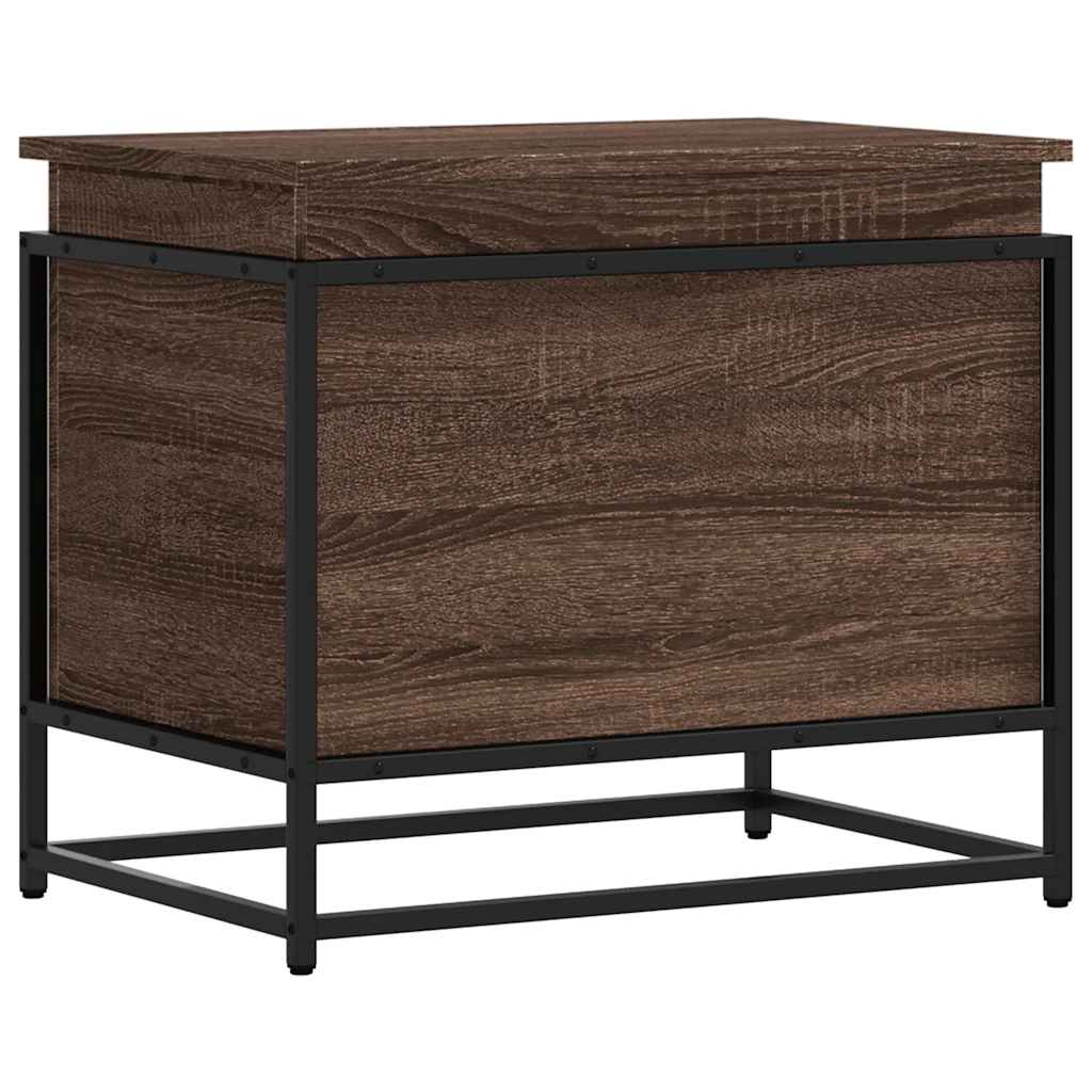 Storage Box with Lid Brown Oak 60x40x51.5 cm Engineered Wood