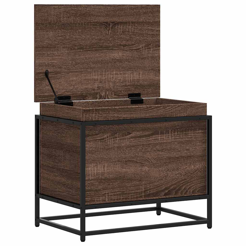 Storage Box with Lid Brown Oak 60x40x51.5 cm Engineered Wood