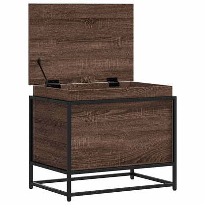 Storage Box with Lid Brown Oak 60x40x51.5 cm Engineered Wood