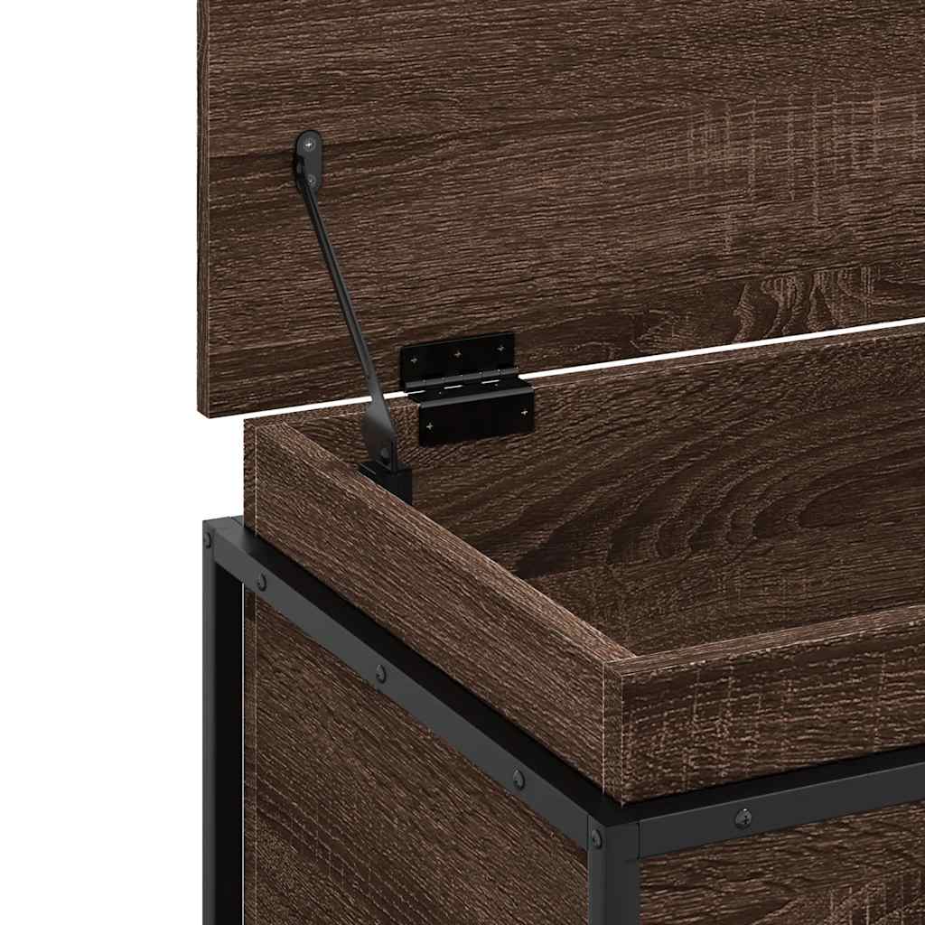 Storage Box with Lid Brown Oak 60x40x51.5 cm Engineered Wood