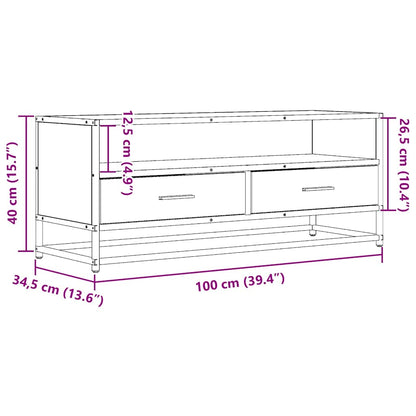 TV Cabinet Black 100x34.5x40 cm Engineered Wood and Metal