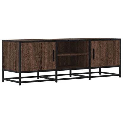 TV Cabinet Brown Oak 120x35x41 cm Engineered Wood and Metal
