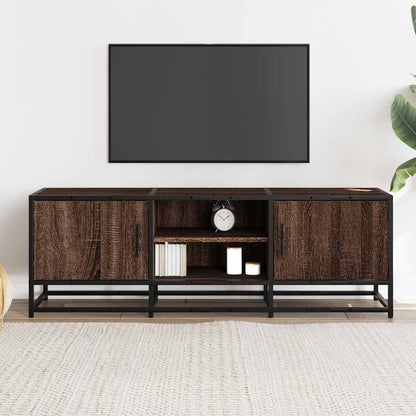 TV Cabinet Brown Oak 120x35x41 cm Engineered Wood and Metal