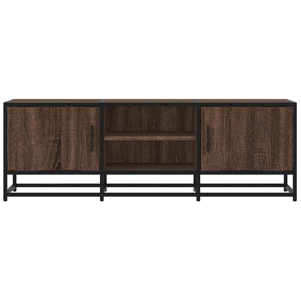 TV Cabinet Brown Oak 120x35x41 cm Engineered Wood and Metal
