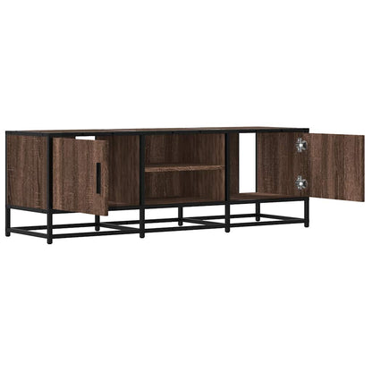 TV Cabinet Brown Oak 120x35x41 cm Engineered Wood and Metal
