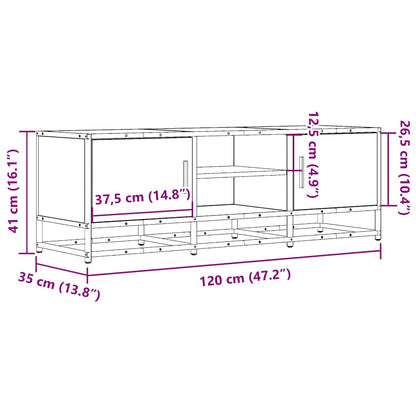 TV Cabinet Brown Oak 120x35x41 cm Engineered Wood and Metal