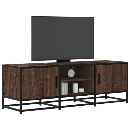 TV Cabinet Brown Oak 120x35x41 cm Engineered Wood and Metal
