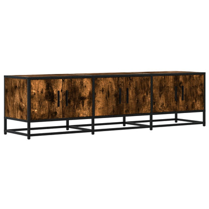 TV Cabinet Smoked Oak 150x35x41 cm Engineered Wood and Metal