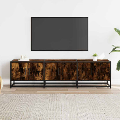 TV Cabinet Smoked Oak 150x35x41 cm Engineered Wood and Metal