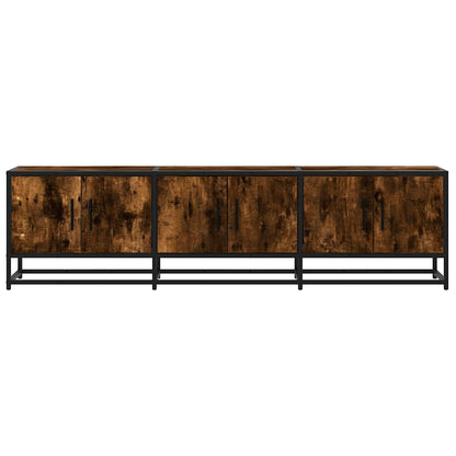 TV Cabinet Smoked Oak 150x35x41 cm Engineered Wood and Metal