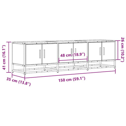 TV Cabinet Grey Sonoma 150x35x41 cm Engineered Wood and Metal