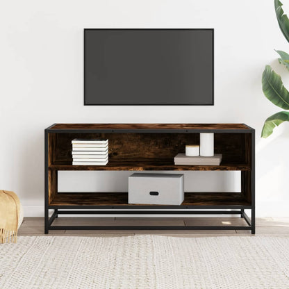 TV Cabinet Smoked Oak 91x40x46 cm Engineered Wood and Metal