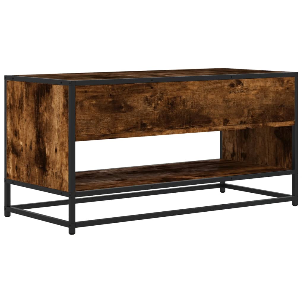 TV Cabinet Smoked Oak 91x40x46 cm Engineered Wood and Metal