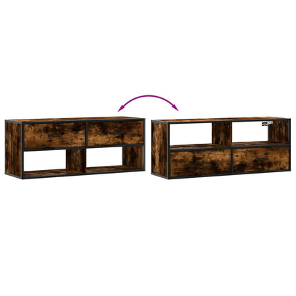 TV Cabinet Smoked Oak 100x31x39.5 cm Engineered Wood and Metal