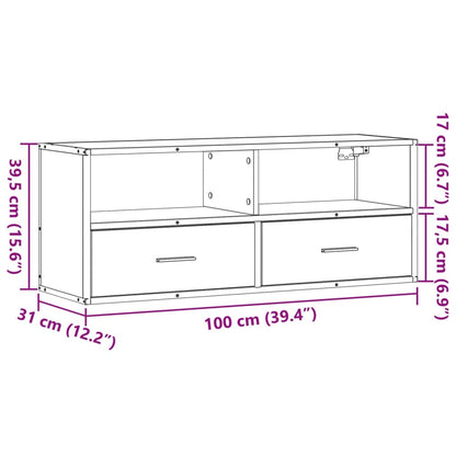 TV Cabinet Smoked Oak 100x31x39.5 cm Engineered Wood and Metal