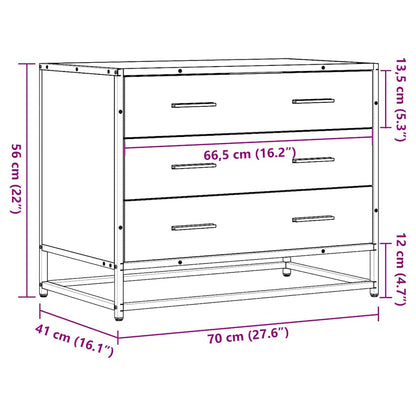 Drawer Cabinet Smoked Oak 70x41x56 cm Engineered Wood