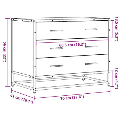 Drawer Cabinet Brown Oak 70x41x56 cm Engineered Wood
