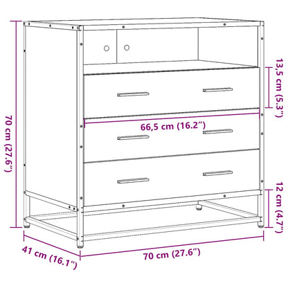 Drawer Cabinet Black 70x41x70 cm Engineered Wood