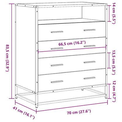 Drawer Cabinet Sonoma Oak 70x41x83.5 cm Engineered Wood