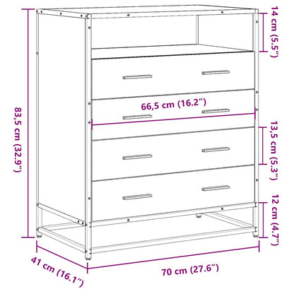 Drawer Cabinet Smoked Oak 70x41x83.5 cm Engineered Wood