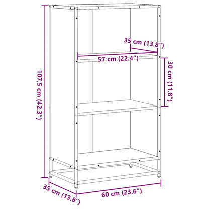 Book Cabinet Black 60x35x107.5 cm Engineered Wood