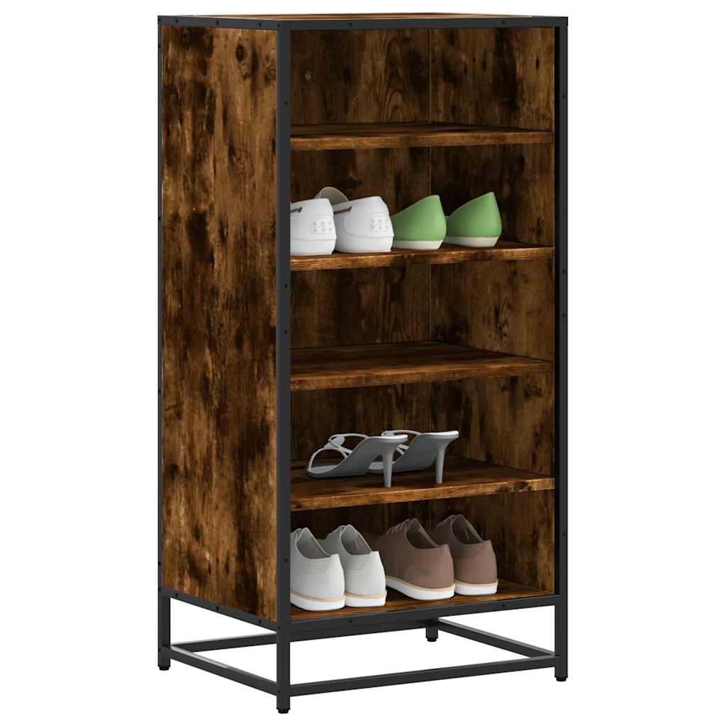 Shoe Rack Smoked Oak 48x38x97.5 cm Engineered Wood