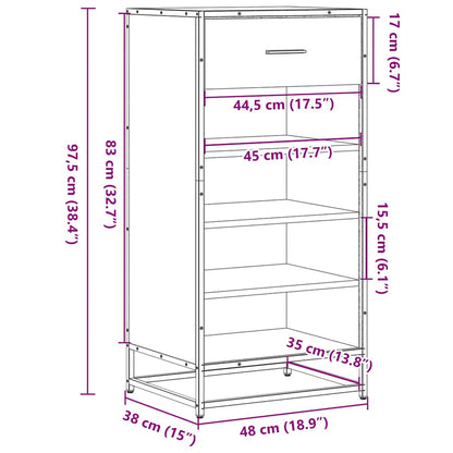Shoe Rack Sonoma Oak 48x38x97.5 cm Engineered Wood