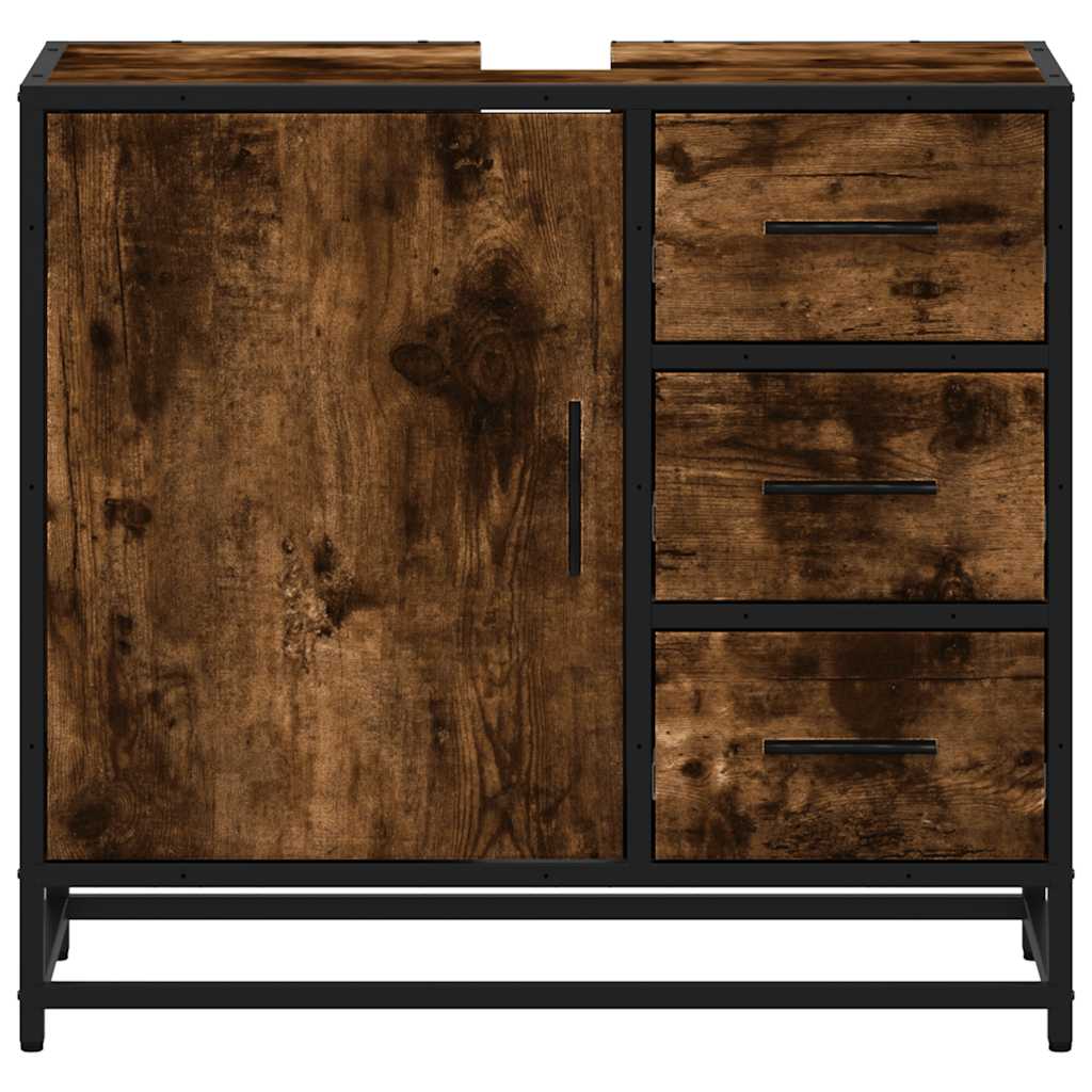 Bathroom Sink Cabinet Smoked Oak 65x33x60 cm Engineered Wood