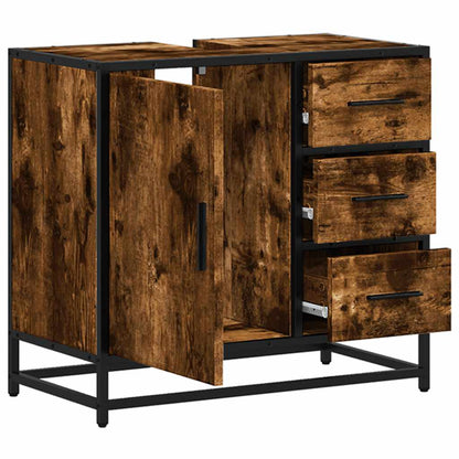Bathroom Sink Cabinet Smoked Oak 65x33x60 cm Engineered Wood