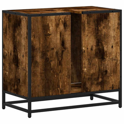 Bathroom Sink Cabinet Smoked Oak 65x33x60 cm Engineered Wood